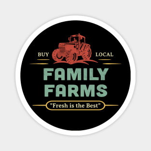 Small Family Farms Buy Local Outdoor Market Tractor Farmers Retro Magnet